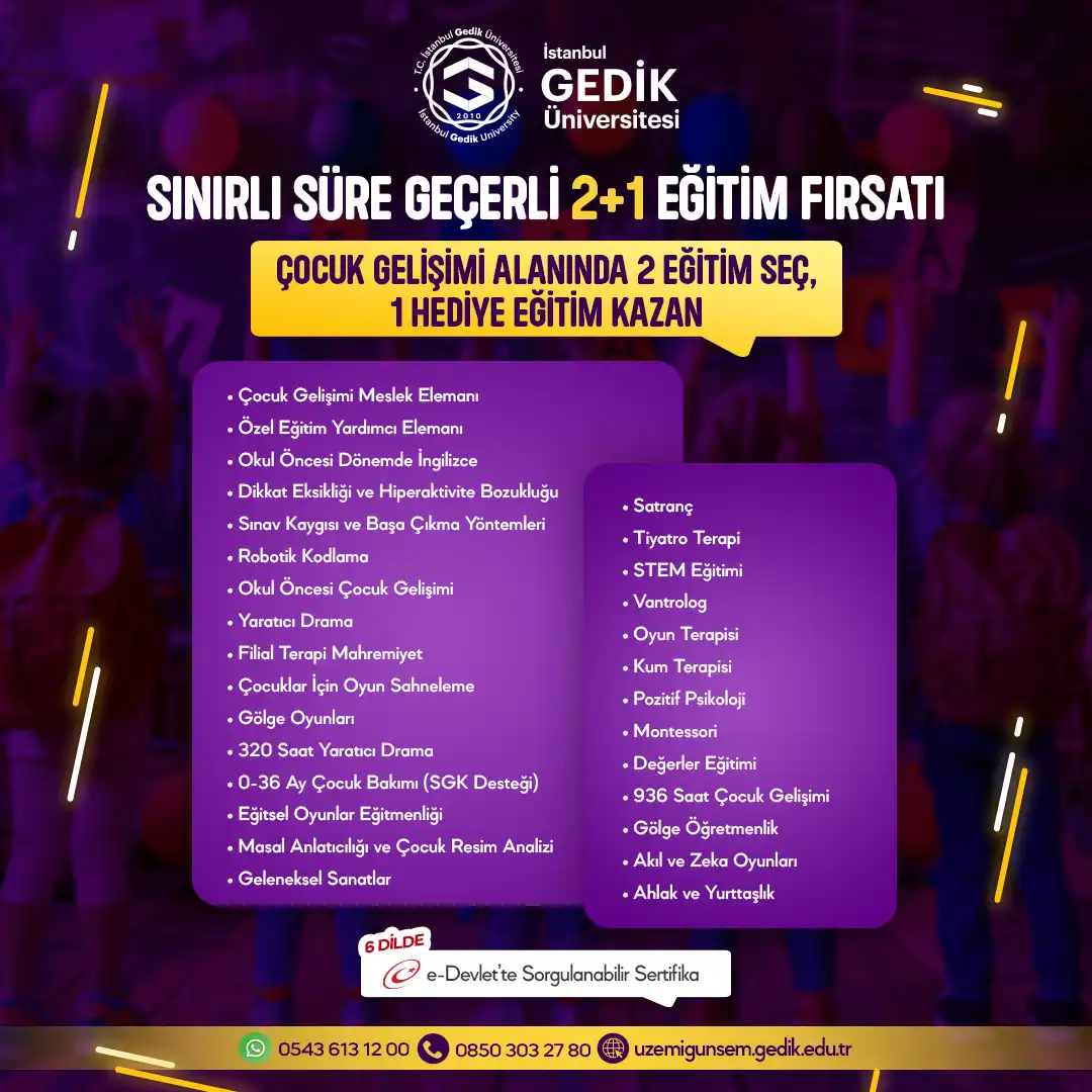 Çocuk Gelişimcilere Özel 2+1 Eğitim Fırsatı